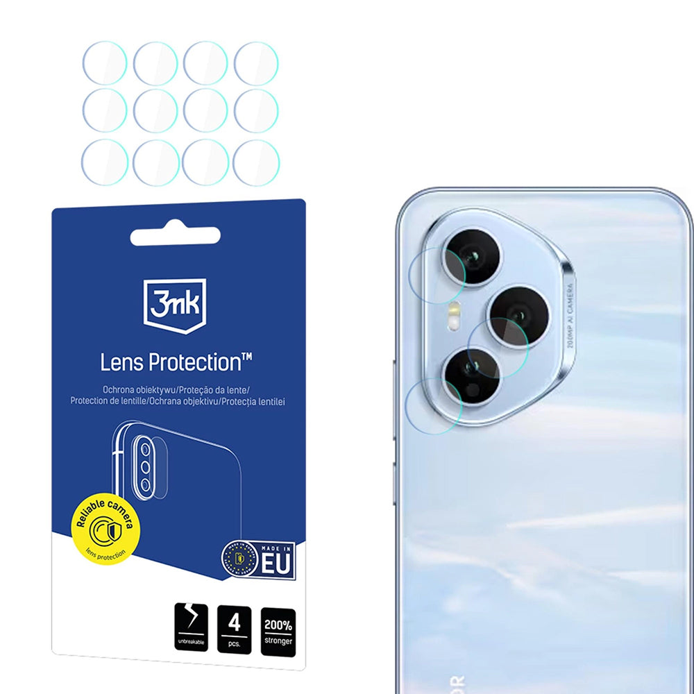 Zaščitna folija za zadnjo kamero 3MK Protection za Honor 400 Pro, fleksibilno steklo, komplet 4 kosi, prozorna