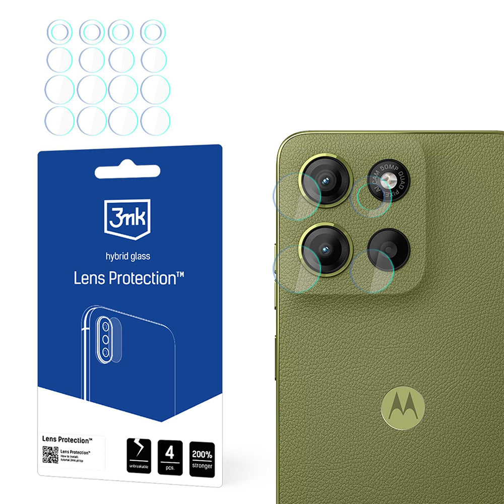 Zaščitna folija za zadnjo kamero 3MK Protection za Motorola Moto G15 / G15 Power, fleksibilno steklo, komplet 4 kosi, prozorna