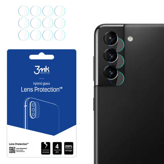 Zaščitna folija za zadnjo kamero 3MK Protection za Samsung Galaxy S21 5G G991, fleksibilno steklo, komplet 4 kosi, prozorna
