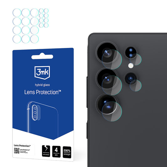 Zaščitna folija za zadnjo kamero 3MK Protection za Samsung Galaxy S25 Ultra S938, fleksibilno steklo, komplet 4 kosi, prozorna