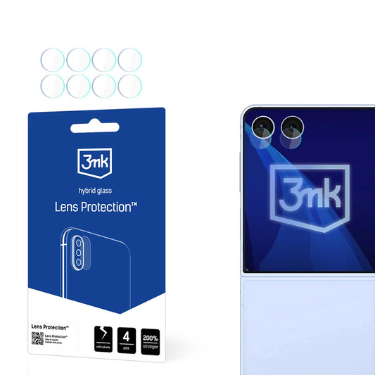 Zaščitna folija za zadnjo kamero 3MK Protection za Samsung Galaxy Z Flip7 F766, fleksibilno steklo, komplet 4 kosi, prozorna