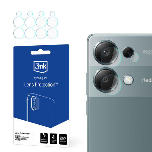 Zaščitna folija za zadnjo kamero 3MK Protection za Xiaomi Redmi Note 13 Pro 4G, fleksibilno steklo, komplet 4 kosi, prozorna