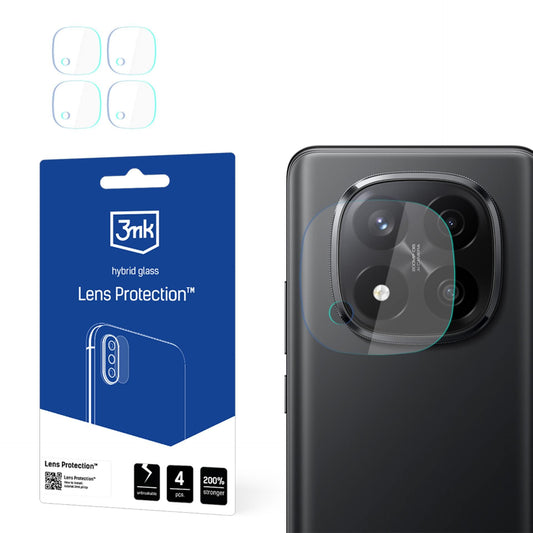 Zaščitna folija za zadnjo kamero 3MK Protection za Xiaomi Redmi Note 14 Pro+ 5G, fleksibilno steklo, komplet 4 kosi, prozorna