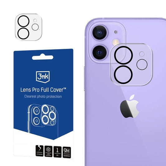 Zaščitna folija za zadnjo kamero 3MK Protection Pro za Apple iPhone 12, kaljeno steklo, črna