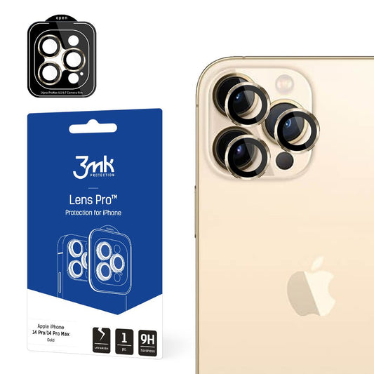 Zaščitna folija za zadnjo kamero 3MK Protection Pro za Apple iPhone 14 Pro Max / 14 Pro, kaljeno steklo, zlata