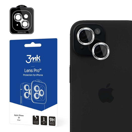 Zaščitna folija za zadnjo kamero 3MK Protection Pro za Apple iPhone 15, kaljeno steklo, srebrna