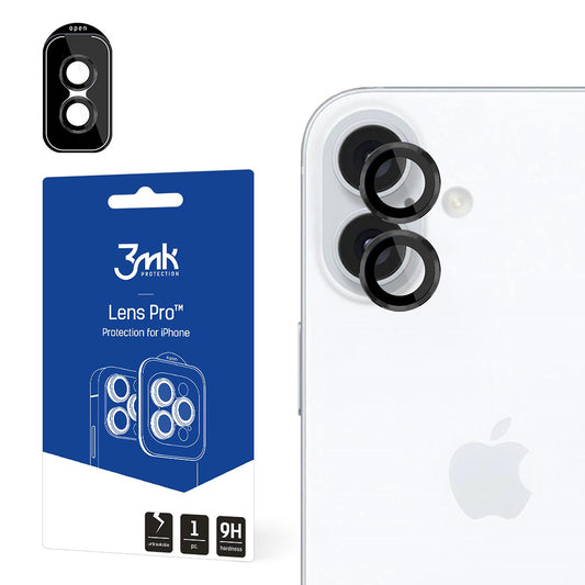 Zaščitna folija za zadnjo kamero 3MK Protection Pro za Apple iPhone 16 Plus / 16, kaljeno steklo, črna