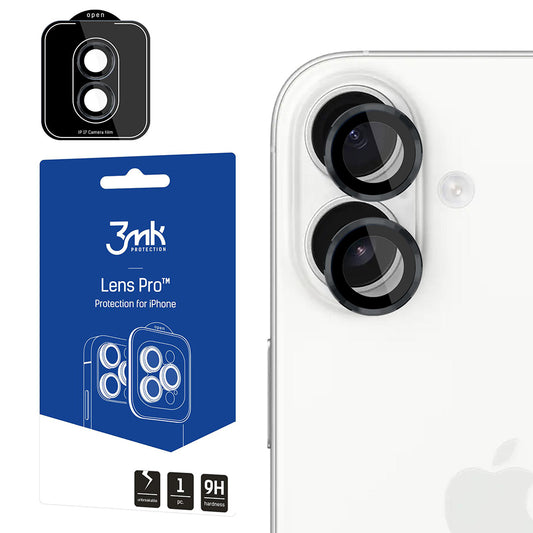 Zaščitna folija za zadnjo kamero 3MK Protection Pro za Apple iPhone 17, Kaljeno steklo, Črna