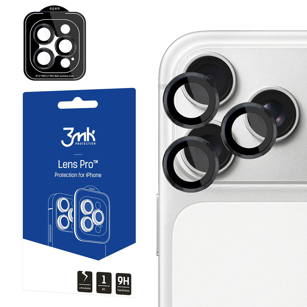 Zaščitna folija za zadnjo kamero 3MK Protection Pro za Apple iPhone 18 Pro / 18 Pro Max, kaljeno steklo, črna