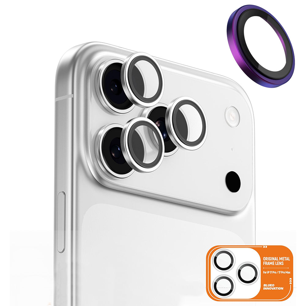 Zaščitna folija za zadnjo kamero Blueo Metal Frame za Apple iPhone 17 Pro Max / 17 Pro, Kaljeno steklo, Večbarvno