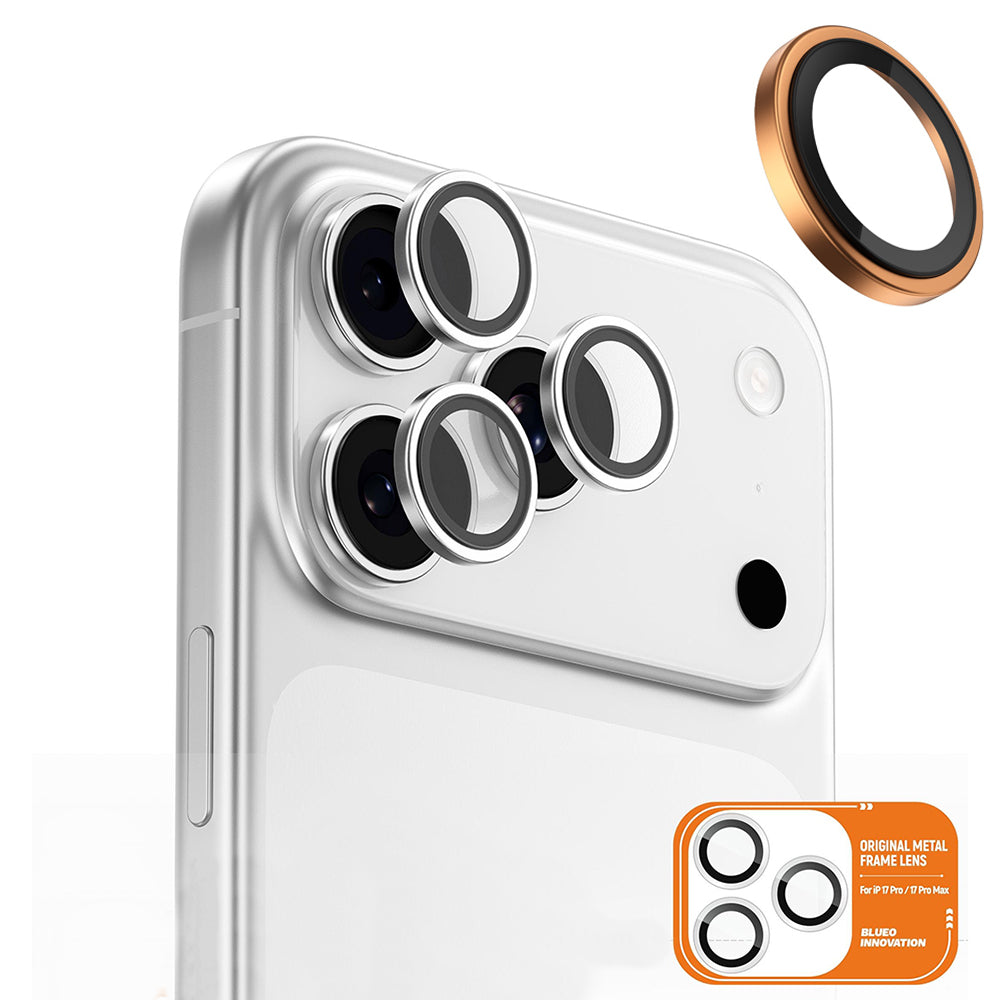 Zaščitna folija za zadnjo kamero Blueo Metal Frame za Apple iPhone 17 Pro Max / 17 Pro, Kaljeno steklo, Oranžna