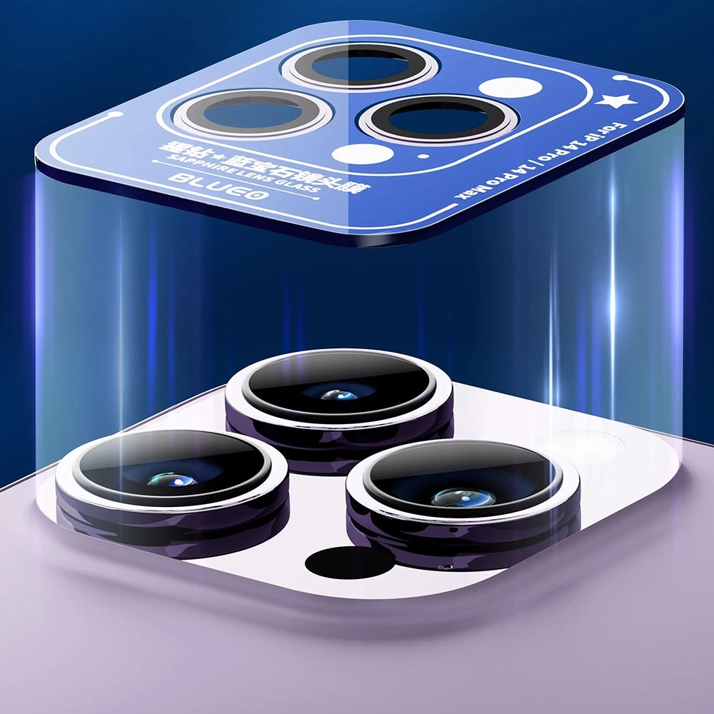 Zaščitna folija za zadnjo kamero Blueo Sapphire Crystal za Apple iPhone 14 Pro Max / 14 Pro, kaljeno steklo, črna