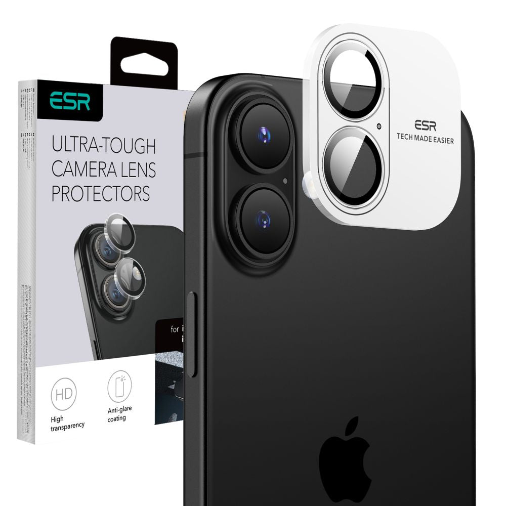 Zaščitna folija za zadnjo kamero ESR Armorite za Apple iPhone 17 / 16 Plus / 16, Kaljeno steklo, Prozorno