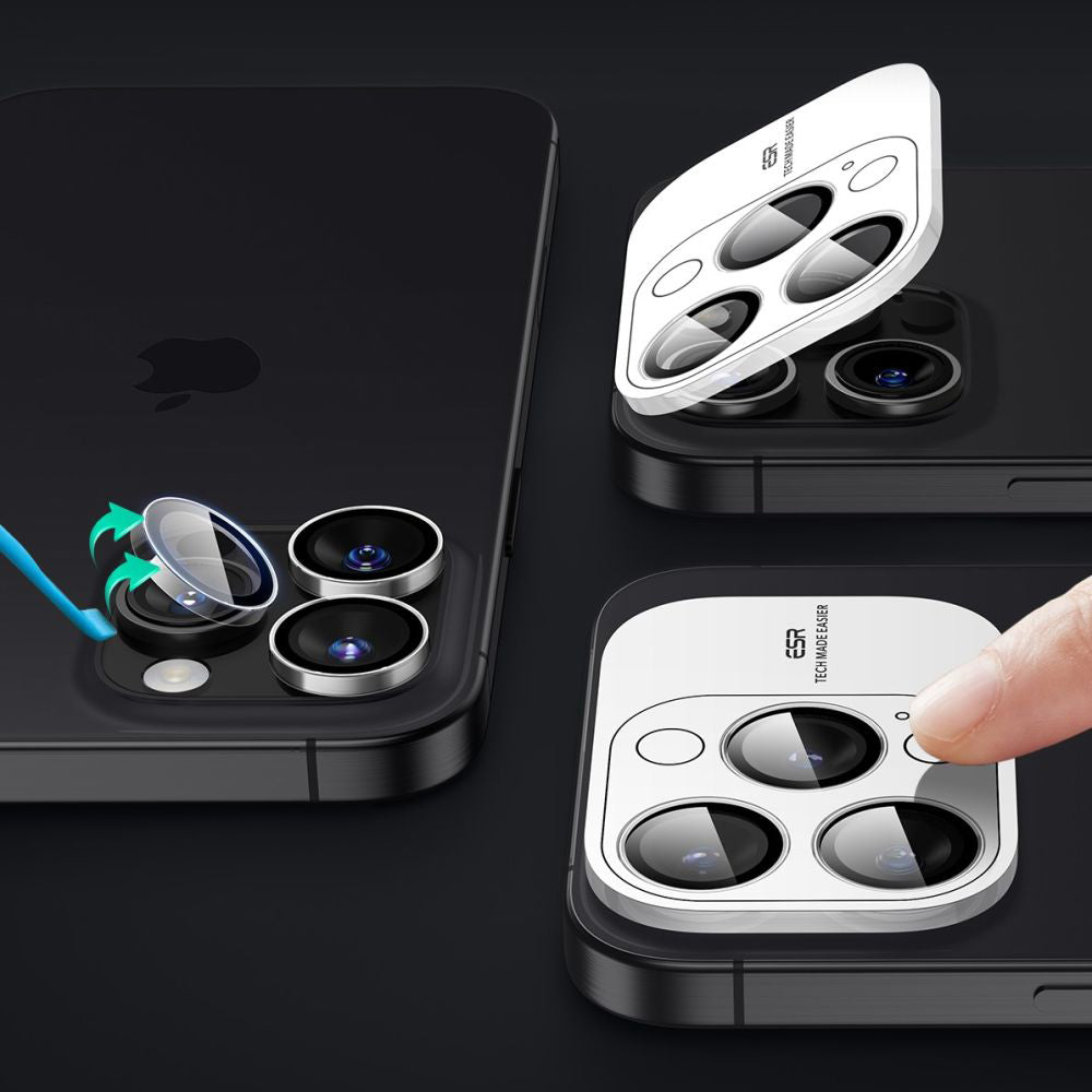 Zaščitna folija za zadnjo kamero ESR Armorite za Apple iPhone 17 Pro Max / 17 Pro / 16 Pro Max / 16 Pro, Kaljeno steklo, Prozorno