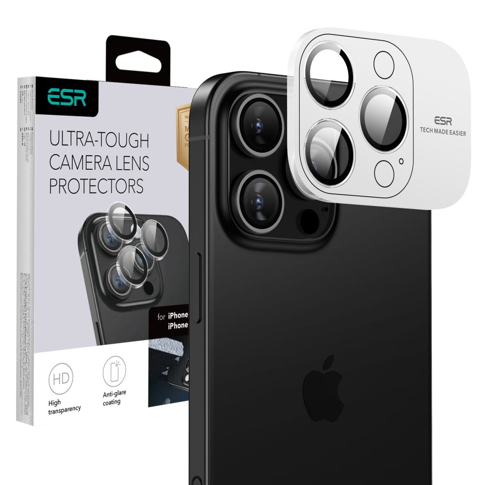 Zaščitna folija za zadnjo kamero ESR Armorite za Apple iPhone 17 Pro Max / 17 Pro / 16 Pro Max / 16 Pro, Kaljeno steklo, Prozorno