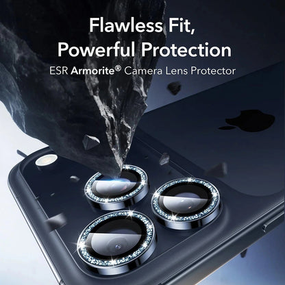 Zaščitna folija za zadnjo kamero ESR Glitter Diamond Armorite za Apple iPhone 17 Pro Max / 17 Pro, Kaljeno steklo, Polno lepljenje, Modra
