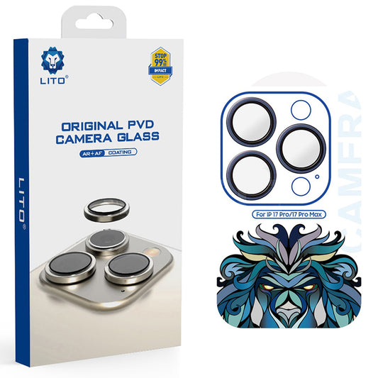 Zaščitna folija za zadnjo kamero Lito Titanium AR za Apple iPhone 17 Pro Max / 17 Pro, Kaljeno steklo, Temno modra