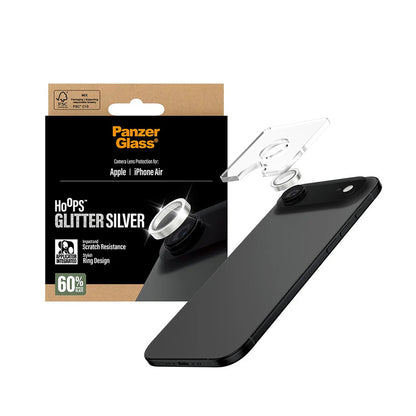 Zaščitna folija za zadnjo kamero PanzerGlass Hoops Glitter za Apple iPhone 17 Air, Kaljeno steklo, Srebrna
