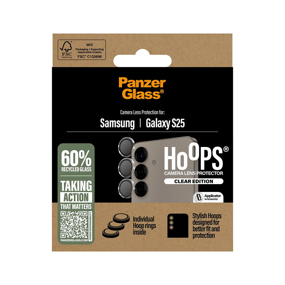 Zaščitna folija za zadnjo kamero PanzerGlass Hoops za Samsung Galaxy S25 S931, Kaljeno steklo, Prozorno
