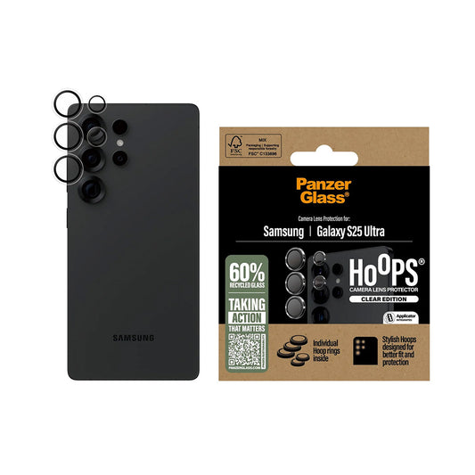 Zaščitna folija za zadnjo kamero PanzerGlass Hoops za Samsung Galaxy S25 Ultra S938, Kaljeno steklo, Prozorno