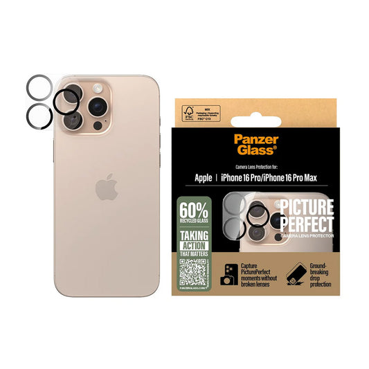Zaščitna folija za zadnjo kamero PanzerGlass PicturePerfect za Apple iPhone 16 Pro Max / 16 Pro, Kaljeno steklo, Prozorno
