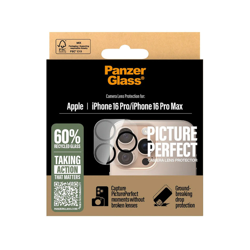 Zaščitna folija za zadnjo kamero PanzerGlass PicturePerfect za Apple iPhone 16 Pro Max / 16 Pro, Kaljeno steklo, Prozorno