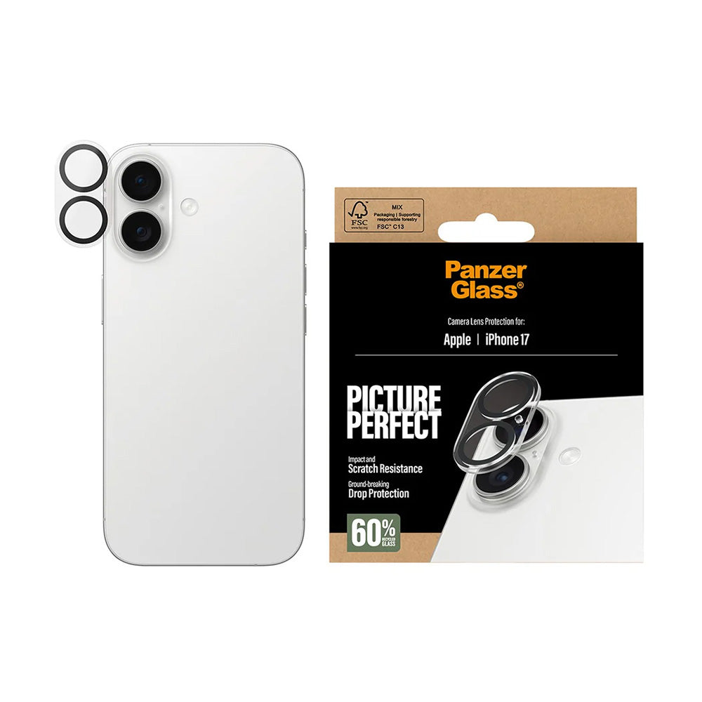 PanzerGlass PicturePerfect Rear Camera Protector for Apple iPhone 17, Tempered Glass, Transparent