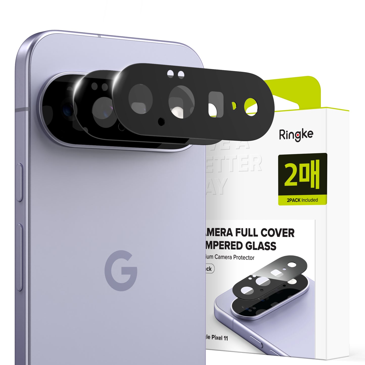 Zaščitna folija za zadnjo kamero Ringke za Google Pixel 11, kaljeno steklo, komplet 2 kosa, črna