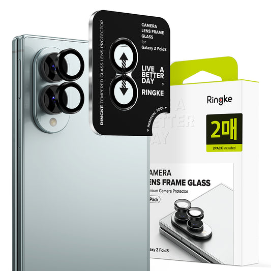 Zaščitna folija za zadnjo kamero Ringke za Samsung Galaxy Z Fold8 F971, kaljeno steklo, komplet 2 kosa, črna