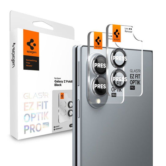 Zaščitna folija za zadnjo kamero Spigen GlastR EZ FIT Optik Pro HD za Samsung Galaxy Z Fold8 F971, kaljeno steklo, komplet 2 kosa, črna AGL11944