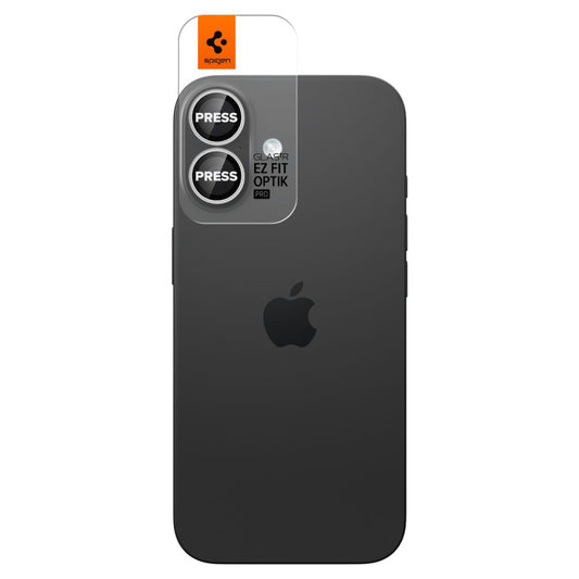 Zaščitna folija za zadnjo kamero Spigen GlastR EZ FIT Optik Pro za Apple iPhone 17 / 16 Plus / 16, Kaljeno steklo, Komplet 2 kosa, Srebrna