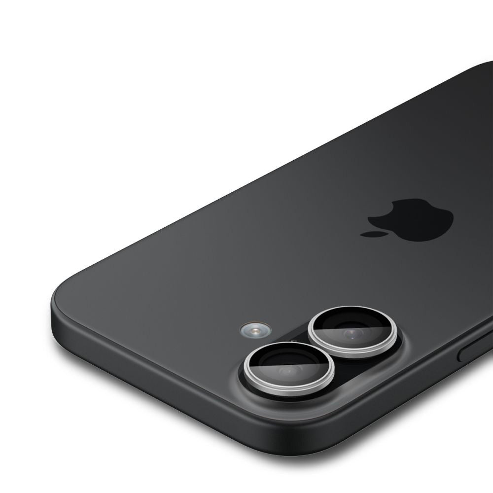 Zaščitna folija za zadnjo kamero Spigen GlastR EZ FIT Optik Pro za Apple iPhone 17 / 16 Plus / 16, Kaljeno steklo, Komplet 2 kosa, Srebrna