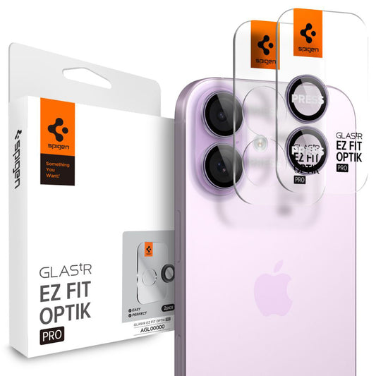 Zaščitna folija za zadnjo kamero Spigen GlastR EZ FIT Optik Pro za Apple iPhone 17 / 16 Plus / 16, Kaljeno steklo, Set 2 kosa, Vijolična