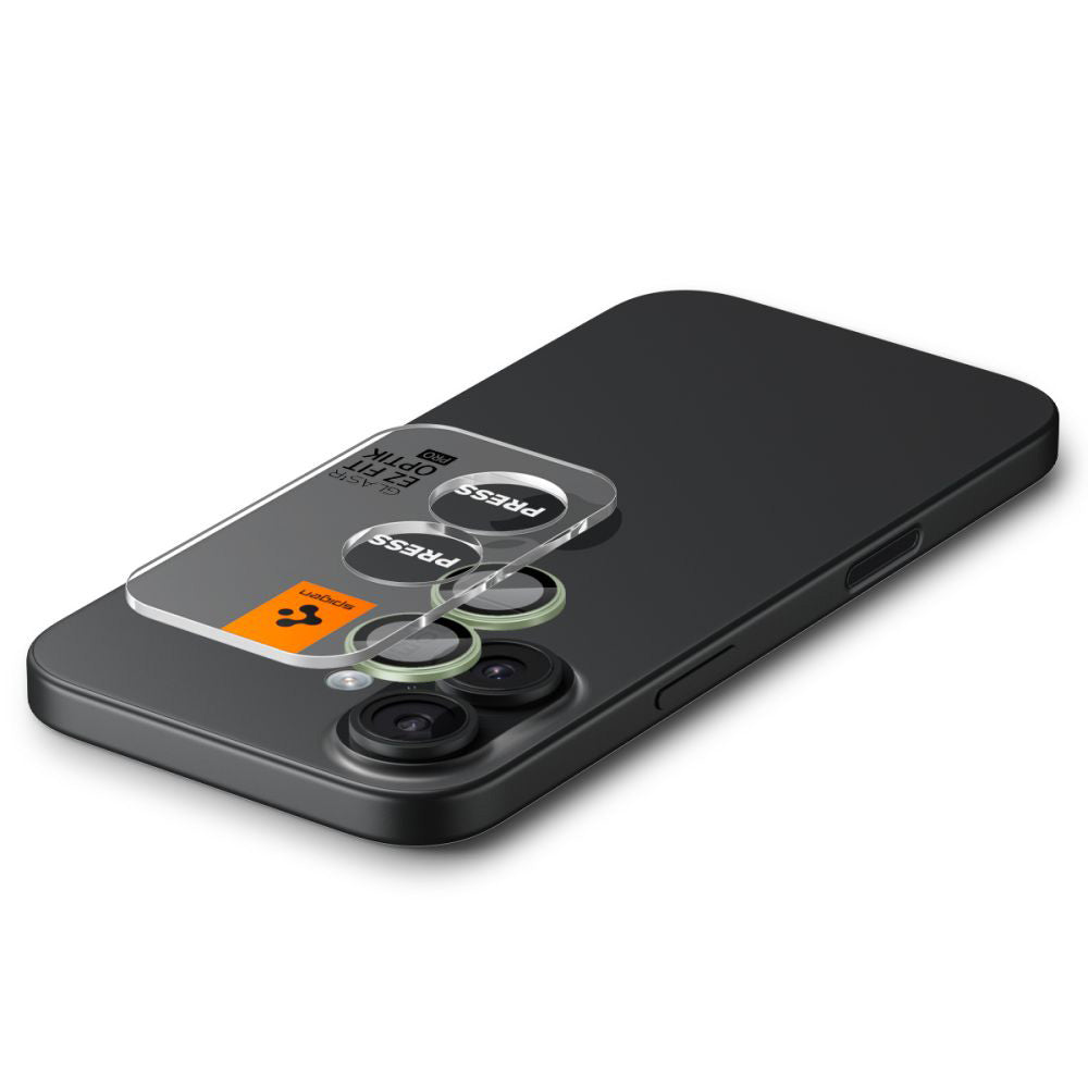 Zaščitna folija za zadnjo kamero Spigen GlastR EZ FIT Optik Pro za Apple iPhone 17 / 16 Plus / 16, Kaljeno steklo, Set 2 kosa, Zelena AGL10128