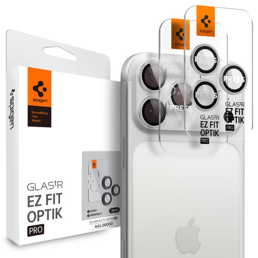 Zaščitna folija za zadnjo kamero Spigen GlastR EZ FIT Optik Pro za Apple iPhone 17 Pro Max / 17 Pro, Kaljeno steklo, Set 2 kosa, Srebrna