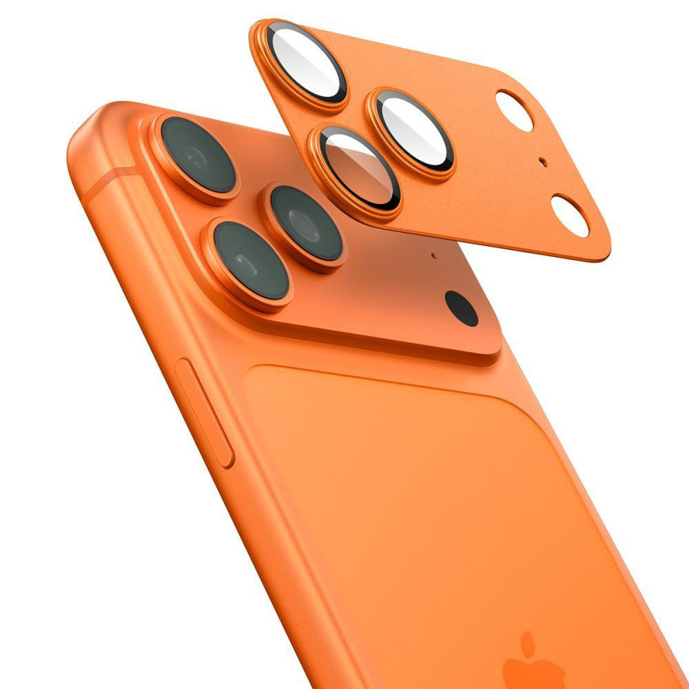 Zaščitna folija za zadnjo kamero Spigen GlastR EZ FIT Optik Pro XL za Apple iPhone 17 Pro, Kaljeno steklo, Oranžna AGL10645