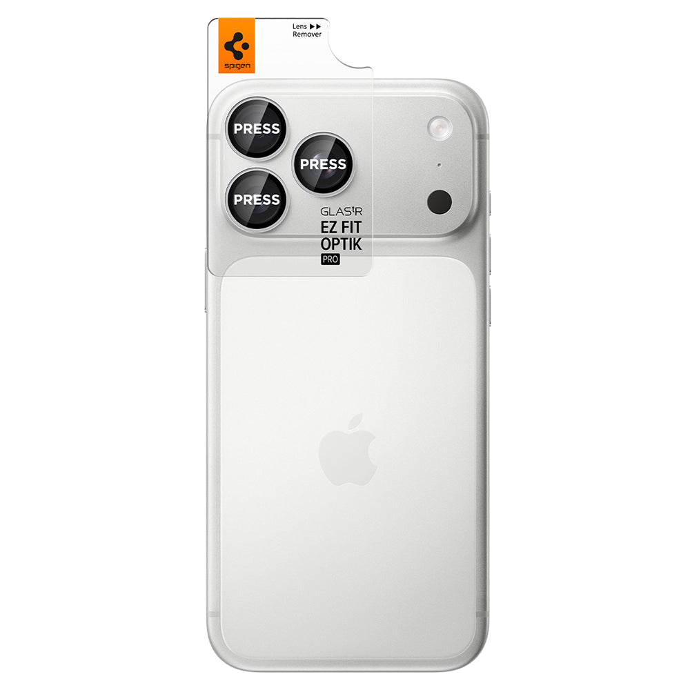 Spigen GlastR EZ FIT Optik Pro Rear Camera Protective Film for Apple iPhone 18 Pro / 18 Pro Max, Tempered Glass, Set of 2 pieces, Silver AGL12046