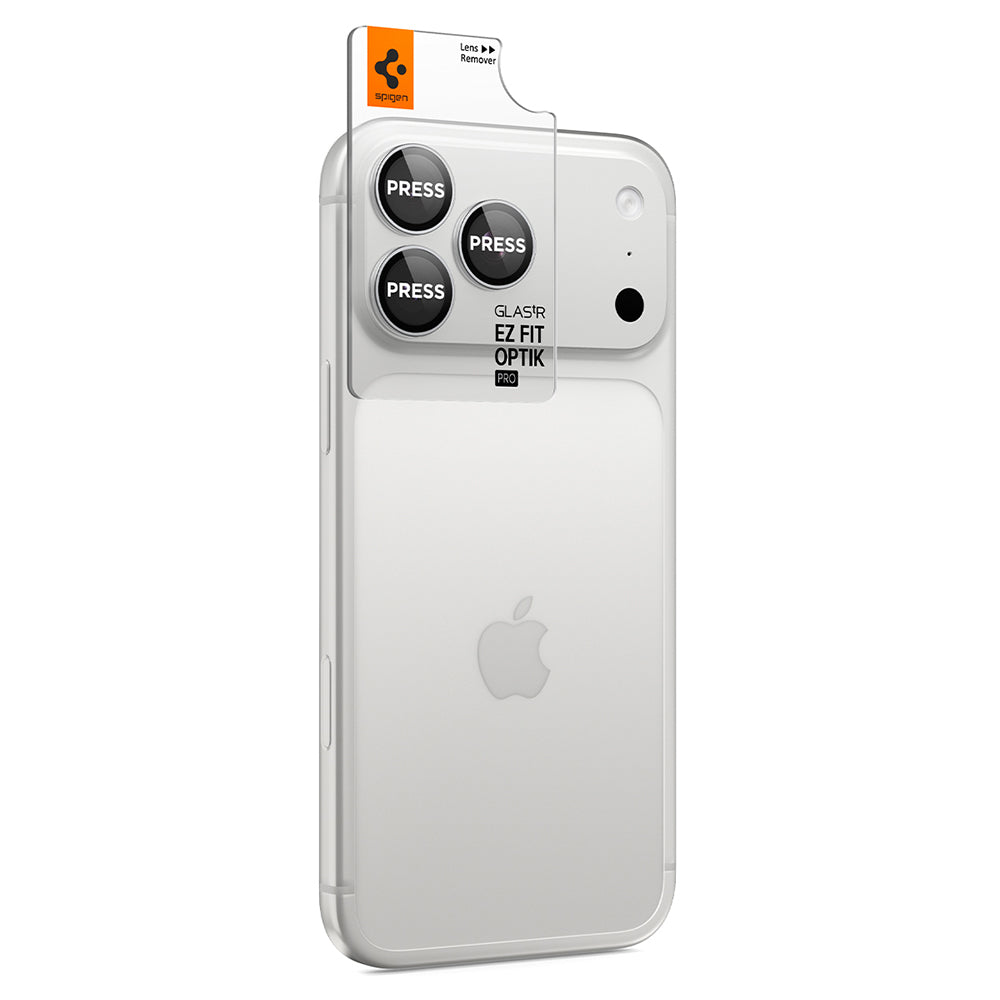 Spigen GlastR EZ FIT Optik Pro Rear Camera Protective Film for Apple iPhone 18 Pro / 18 Pro Max, Tempered Glass, Set of 2 pieces, Silver AGL12046