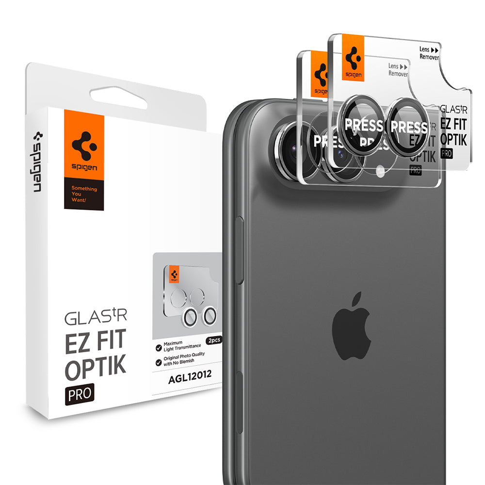 Zaščitna folija za zadnjo kamero Spigen GlastR EZ FIT Optik Pro za Apple iPhone Duo, kaljeno steklo, komplet 2 kosa, siva AGL12012