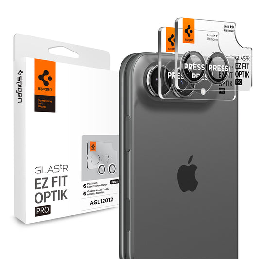 Zaščitna folija za zadnjo kamero Spigen GlastR EZ FIT Optik Pro za Apple iPhone Duo, kaljeno steklo, komplet 2 kosa, siva AGL12012