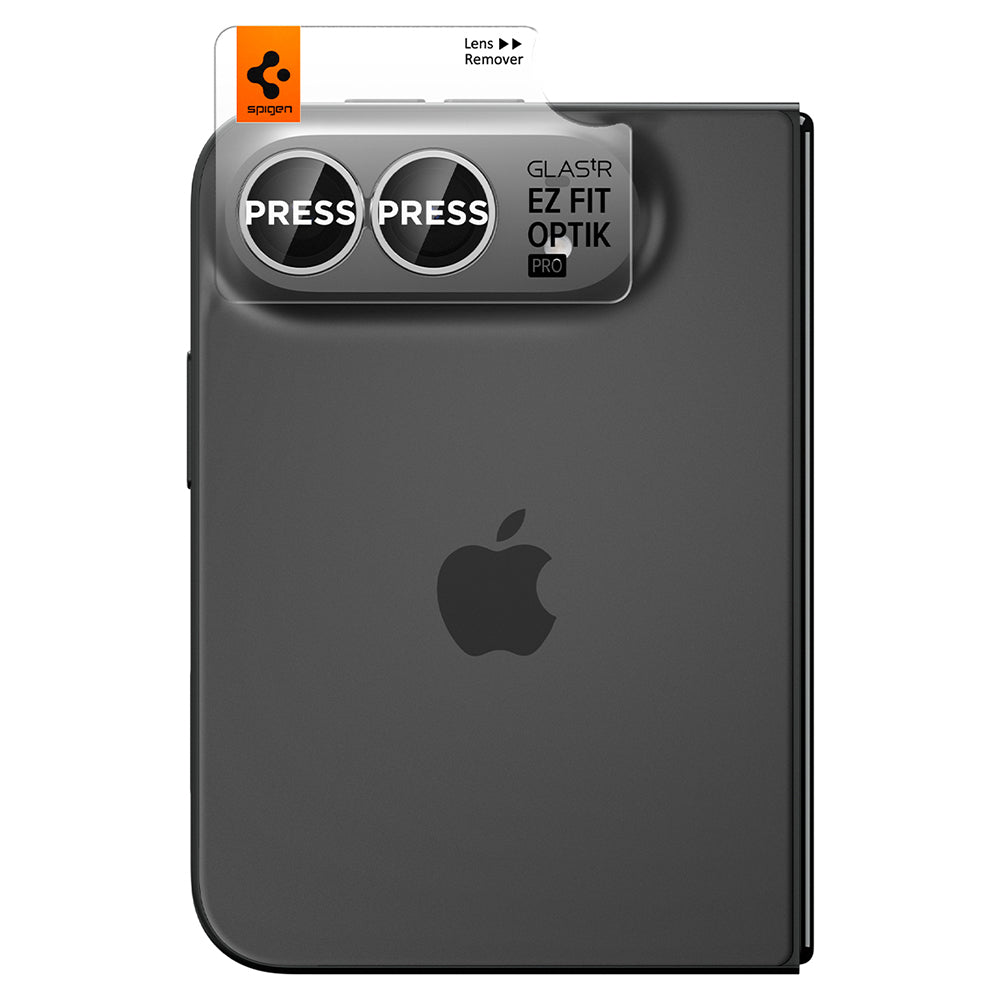 Zaščitna folija za zadnjo kamero Spigen GlastR EZ FIT Optik Pro za Apple iPhone Duo, kaljeno steklo, komplet 2 kosa, siva AGL12012