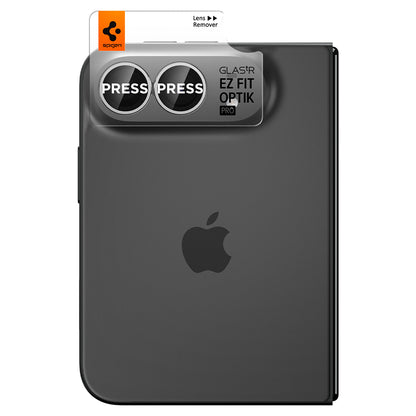 Zaščitna folija za zadnjo kamero Spigen GlastR EZ FIT Optik Pro za Apple iPhone Duo, kaljeno steklo, komplet 2 kosa, siva AGL12012