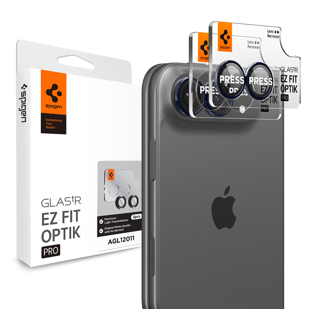 Zaščitna folija za zadnjo kamero Spigen GlastR EZ FIT Optik Pro za Apple iPhone Duo, kaljeno steklo, komplet 2 kosa, mornarsko modra AGL12011