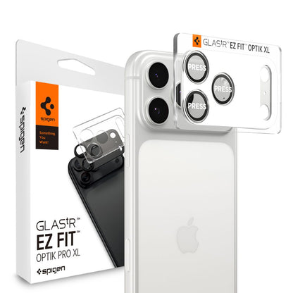 Zaščitna folija za zadnjo kamero Spigen GlastR EZ FIT Optik Pro XL za Apple iPhone 17 Pro Max, Kaljeno steklo, Srebrna AGL10652