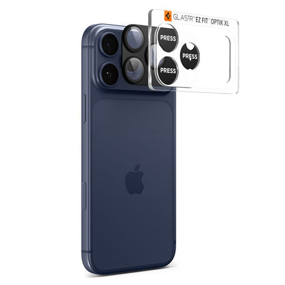 Zaščitna folija za zadnjo kamero Spigen GlastR EZ FIT Optik Pro XL za Apple iPhone 17 Pro Max, Kaljeno steklo, Črna AGL10649
