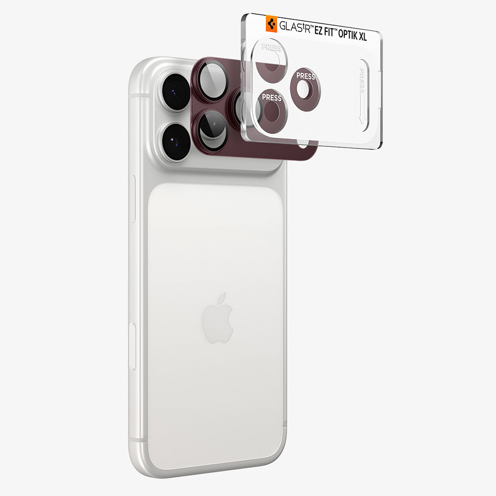 Zaščitna folija za zadnjo kamero Spigen GlastR EZ FIT Optik Pro XL za Apple iPhone 18 Pro Max, kaljeno steklo, bordo AGL12040
