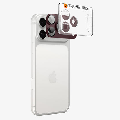 Zaščitna folija za zadnjo kamero Spigen GlastR EZ FIT Optik Pro XL za Apple iPhone 18 Pro Max, kaljeno steklo, bordo AGL12040