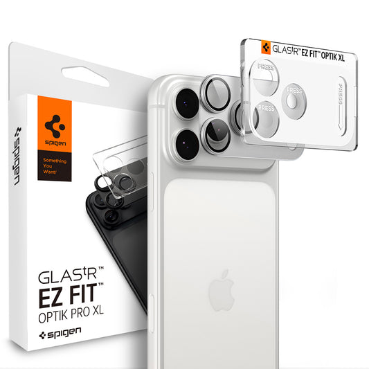 Zaščitna folija za zadnjo kamero Spigen GlastR EZ FIT Optik Pro XL za Apple iPhone 18 Pro, kaljeno steklo, srebrna AGL12038