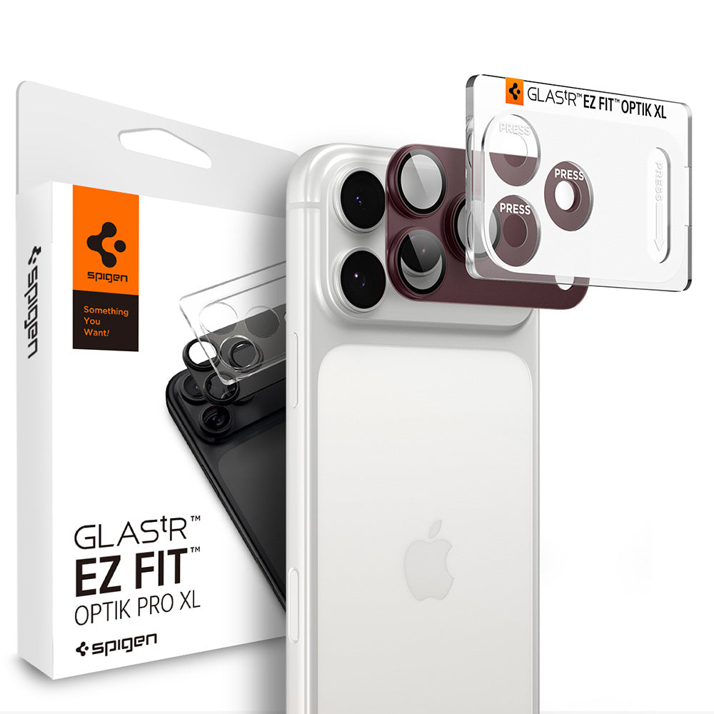Zaščitna folija za zadnjo kamero Spigen GlastR EZ FIT Optik Pro XL za Apple iPhone 18 Pro, kaljeno steklo, bordo AGL12036