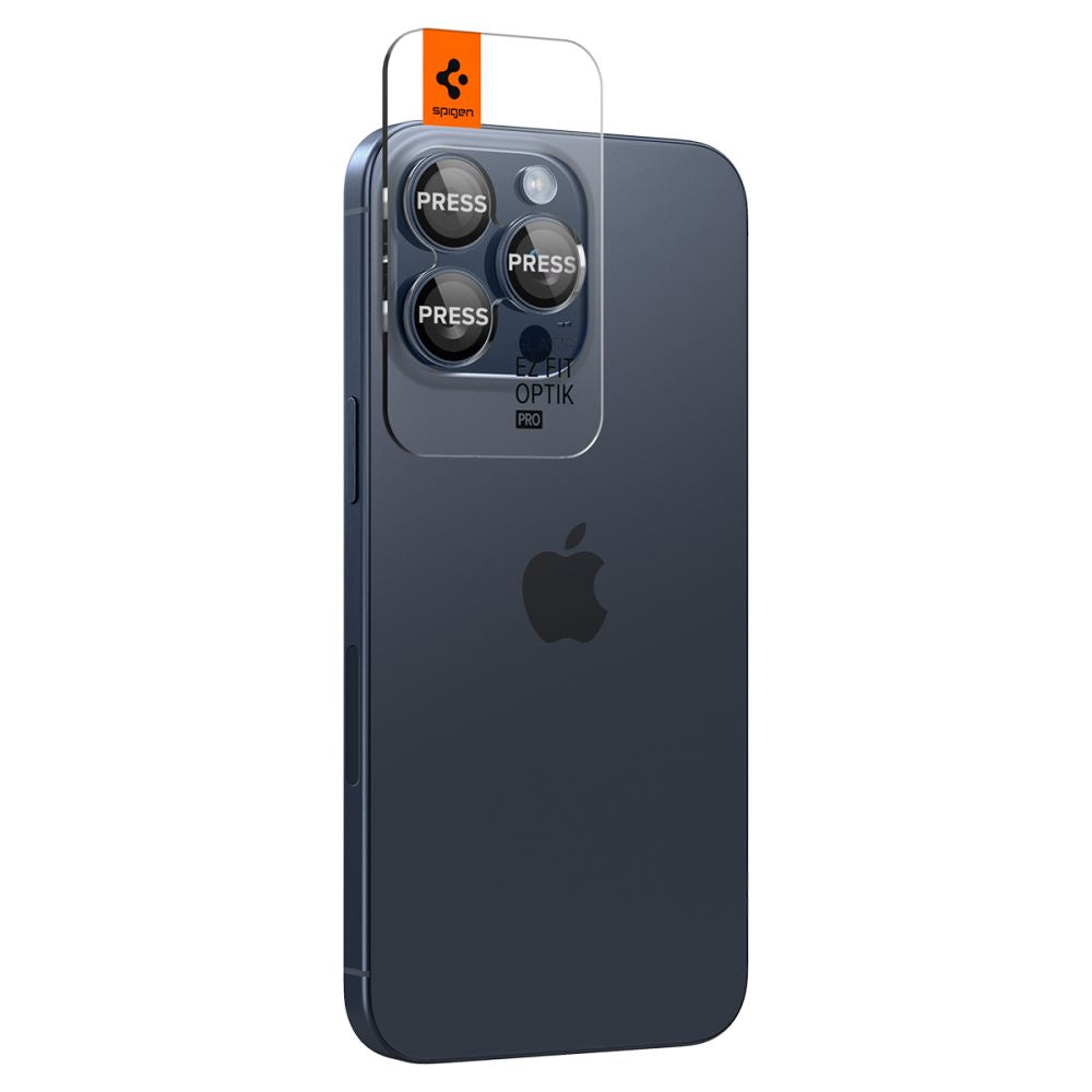 Zaščitna folija za zadnjo kamero Spigen GlastR EZ FIT Optik Pro za Apple iPhone 16 Pro Max / 16 Pro, Kaljeno steklo, Set 2 kosa, Modra